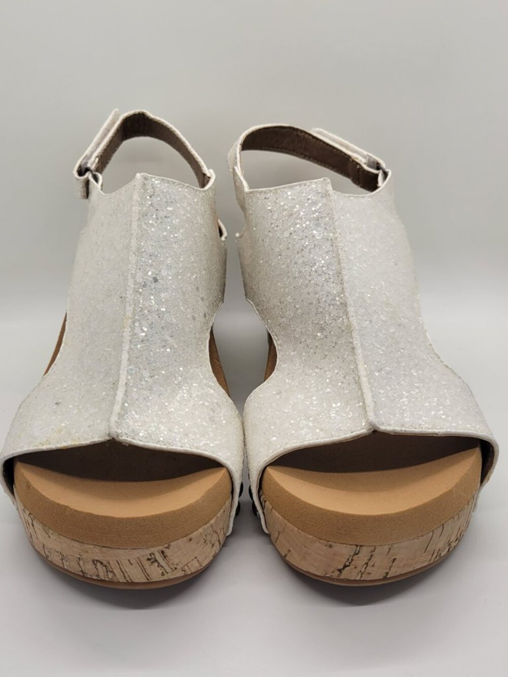 Corkys Carley Women 7 White Glitter Wedge Sandals Studded Platform Espadrille - Picture 7 of 14